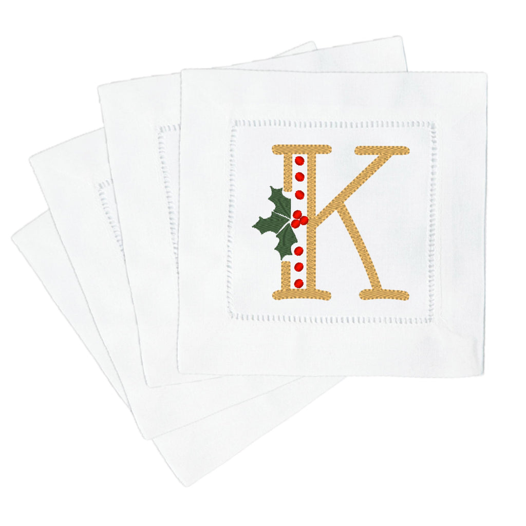 Cocktail Napkins in Christmas Holly