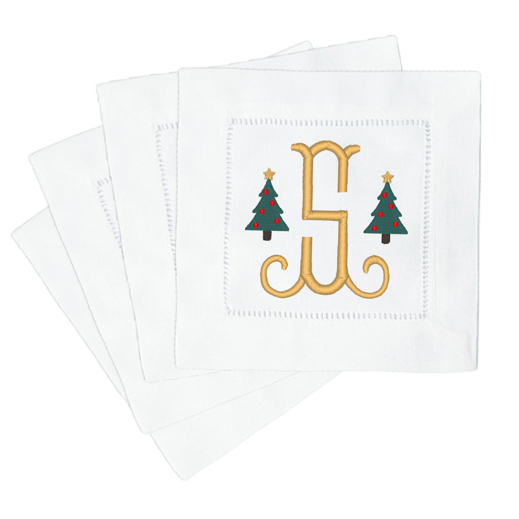 Cocktail Napkins with Christmas Trees